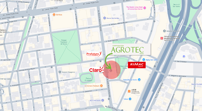 Ubicación Agrotec — Av. Rivera Navarrete 765, San Isidro